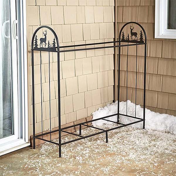 Firewood Rack Log Stand with Reindeer Patterns - 12H01D