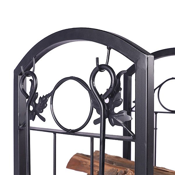 Iron Firewood Storage Rack with Fireplace Tools - 12H01F