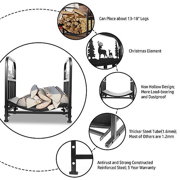 Wholesale Firewood Rack Log Holder with Christmas Elements - 12H01G