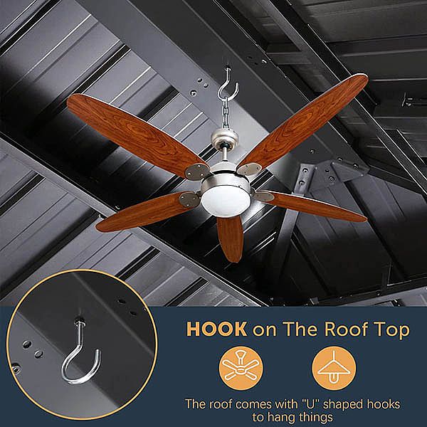 Outdoor Luxury Arbor with Mesh Hard Top - 10G01F