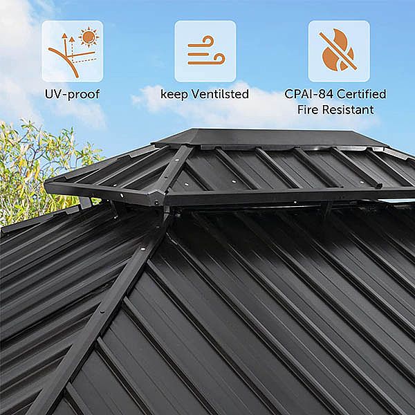 Outdoor Luxury Arbor with Mesh Hard Top - 10G01F