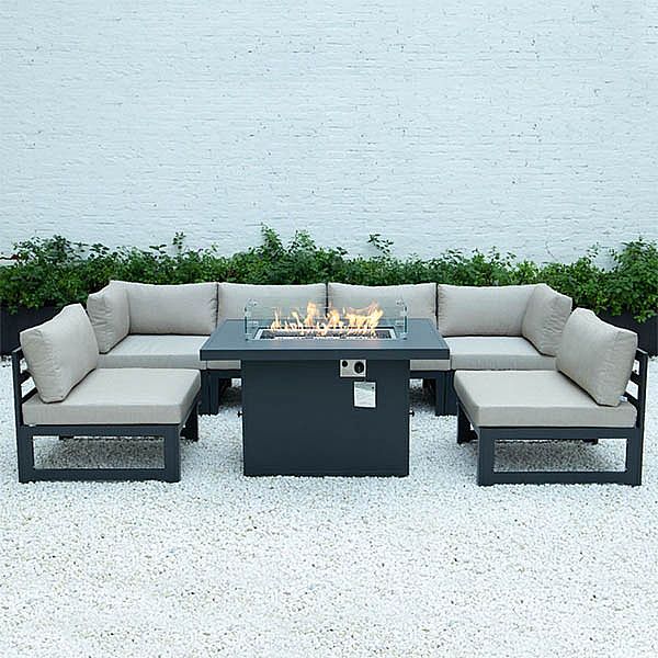 Aluminum Tube with Fire Pit Garden Outdoor Sofa Set - 11C01A