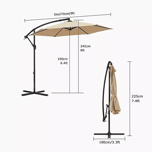 Outdoor Offset Hanging Parasol Patio Umbrellas Wholesale - 11U01R