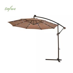 Solar-powered LED Outdoor Offset Hanging Umbrella Wholesale