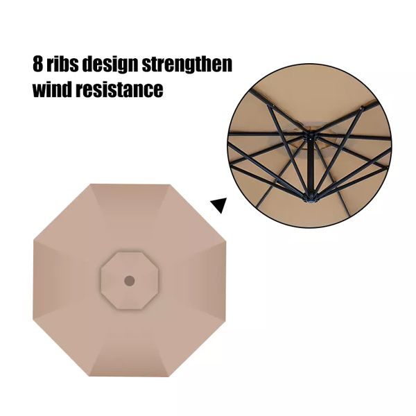 Solar-powered LED Outdoor Offset Hanging Umbrella Wholesale - 11U01W