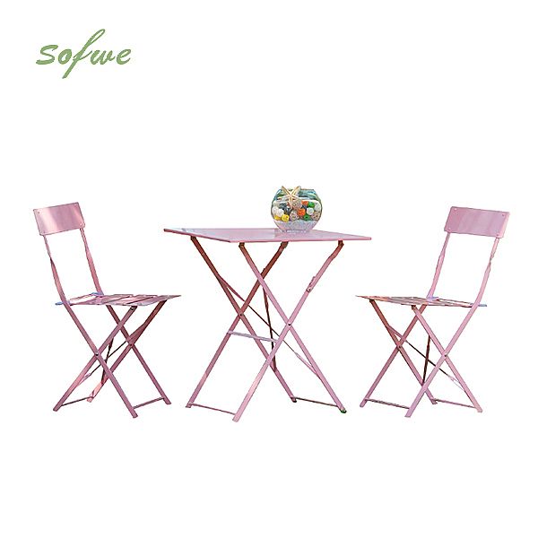 3-Piece Courtyard Light Pink Folded Bistro Set - 10B01D
