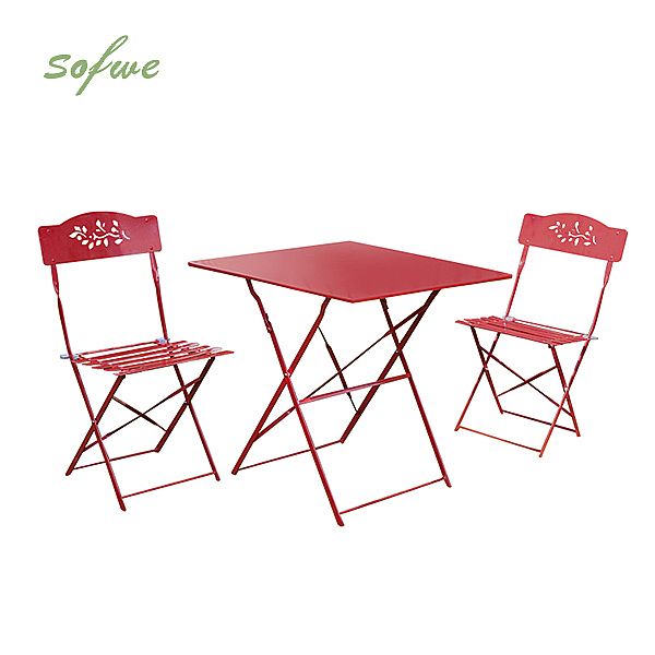 Metal 3 Piece Folding Outdoor Furniture Bistro Set - 10B01E