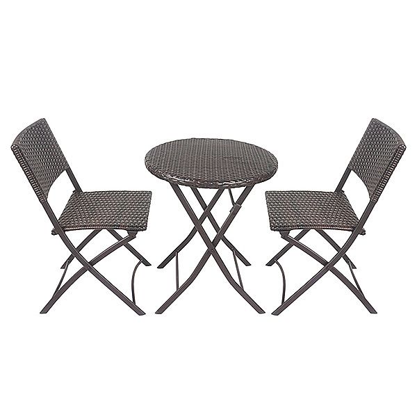 3 Pcs Wicker Rattan Folding Bistro Set - 10B01M