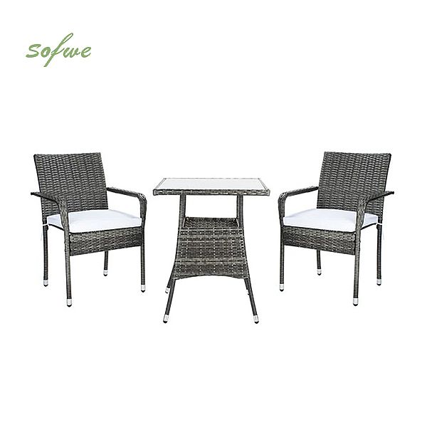 3 Piece Wicker Rattan Outdoor Bistro Set - 10B01Q