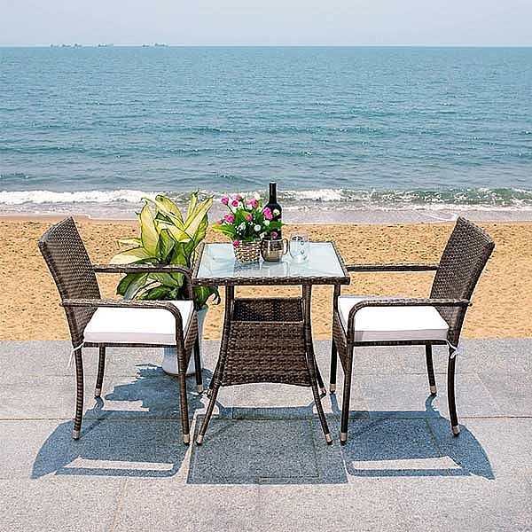 3 Piece Wicker Rattan Outdoor Bistro Set - 10B01Q