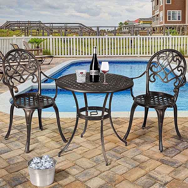 Weather Resistant Antique Metal Bistro Patio Set - 10B02E