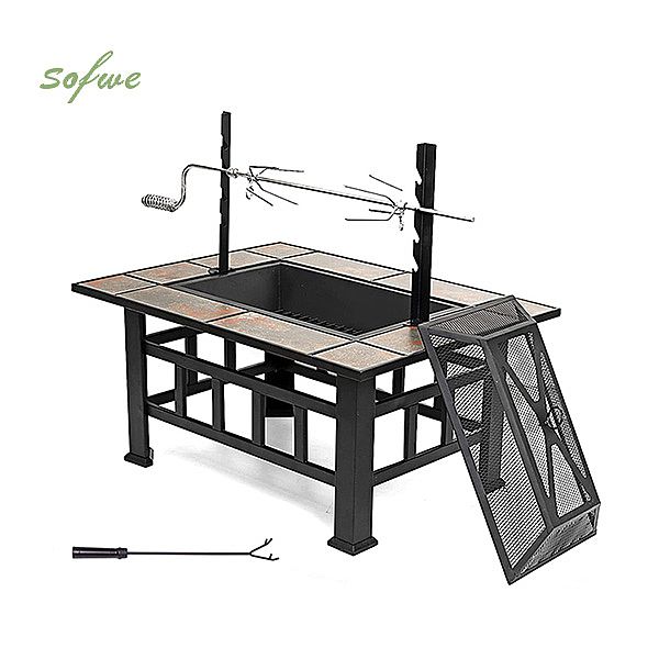 37 Inch Outdoor Square Tabletop Fire Pit - 10H01A