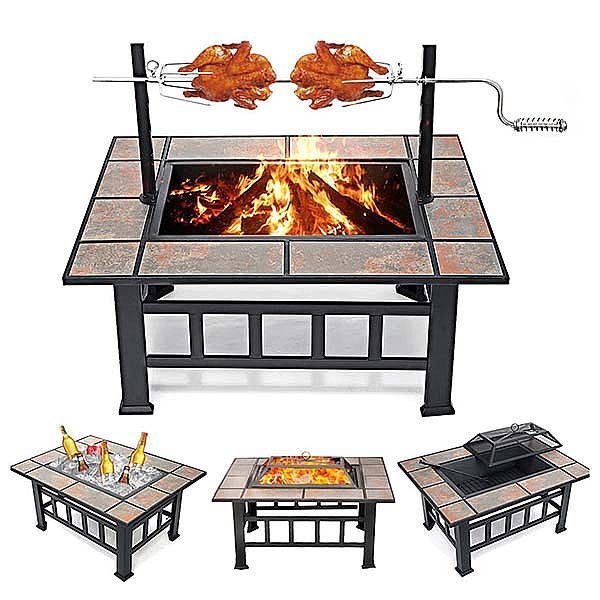 37 Inch Outdoor Square Tabletop Fire Pit - 10H01A