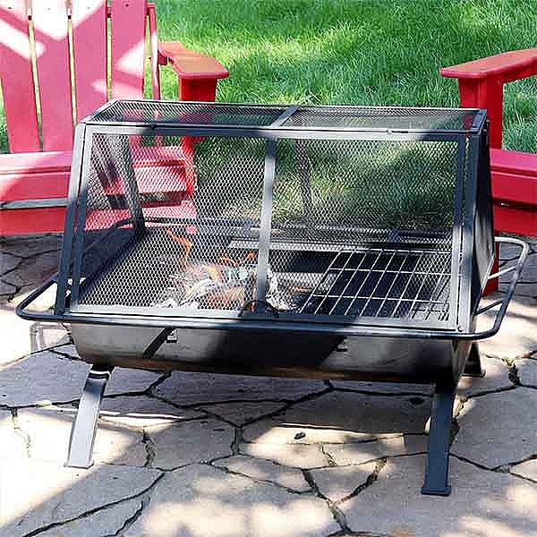 Large Outdoor Rectangular Fire Pit with Grill - 10H01F