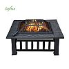 32-inch Square Metal BBQ Fire Pit Set - 10H01G