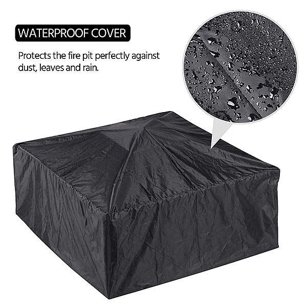 32-inch Square Metal BBQ Fire Pit Set - 10H01G