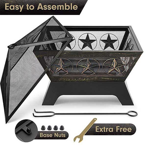 24 Inch Outdoor Wood Burning Fire Pit - 10H01L