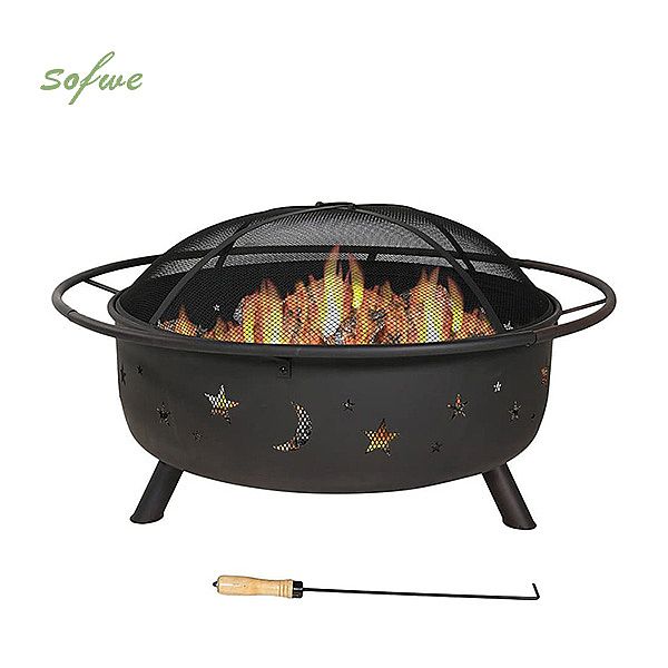 Outdoor Wood Burning Round Fire Pit Set - 10H01N