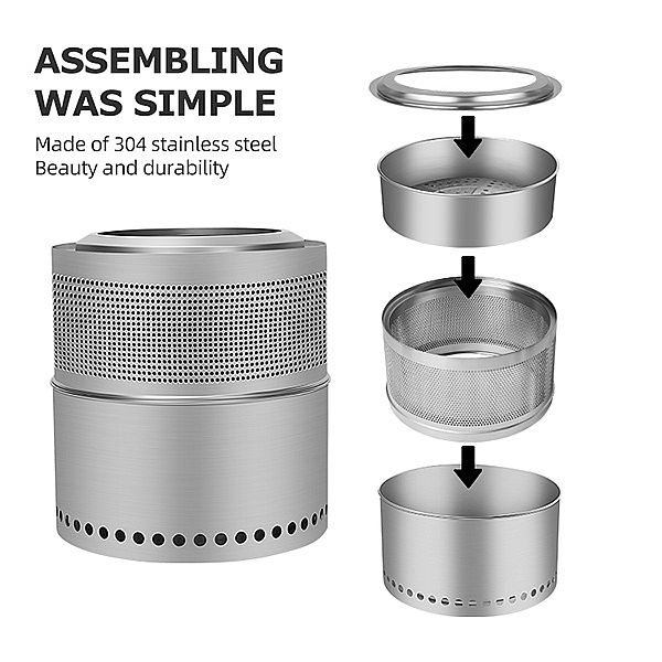 Stainless Steel Porous Smokeless Fire Pit - 10H02K