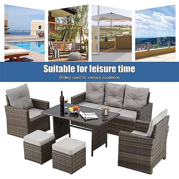 PE Rattan Furniture Outdoor Garden Combination Sofa Set - 10C01E