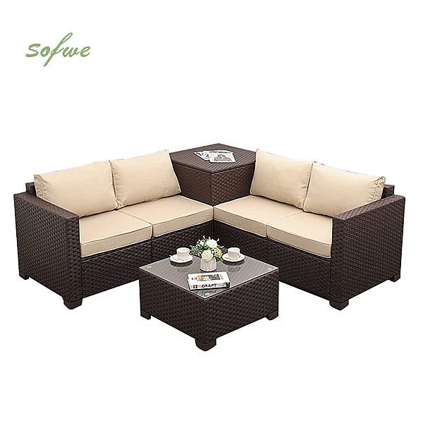 4 Pieces Garden Wicker Rattan Furniture Set - 10C01H