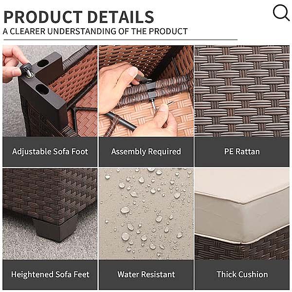 4 Pieces Garden Wicker Rattan Furniture Set - 10C01H