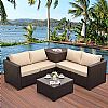 4 Pieces Garden Wicker Rattan Furniture Set - 10C01H