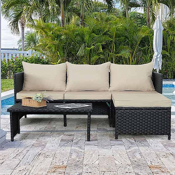 3 Piece Garden Rattan Sofa - 10C01L