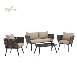 Luxury Design 4 Pieces Rattan Furniture Sofa Set