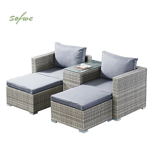 5 Piece Patio Rattan Wicker Sun Loungers - 10C01R