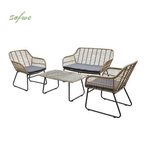 Rattan Outdoor Furniture 4 Seater Garden Sofa Set