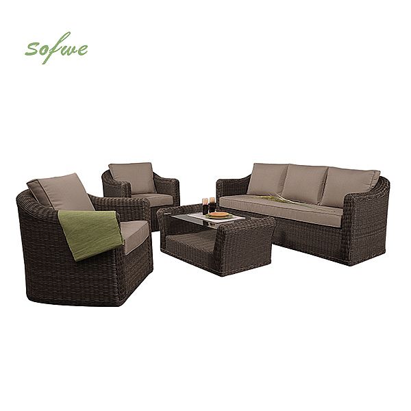 Outdoor Aluminum Frame Mixed Wicker Rattan Furniture Patio Set - 10C01U