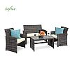 Woven Rattan Patio Conversation Furniture Sets - 10C02D