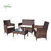 4 Piece Brown Patio Furniture Wicker Conversation Set - 10C02G
