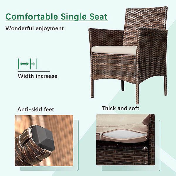 4 Piece Brown Patio Furniture Wicker Conversation Set - 10C02G