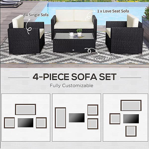 3 Pieces Patio Furniture Set Rattan Wicker Sofa - 10C02J