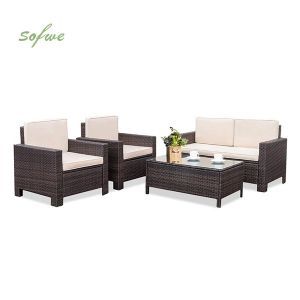 Outdoor Woven Rattan Patio Conversation Furniture Sets