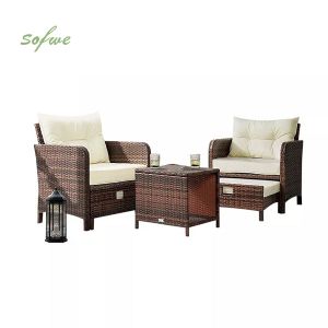 Wholesale 5 Pieces Rattan Lounge Chair Patio Furniture Set