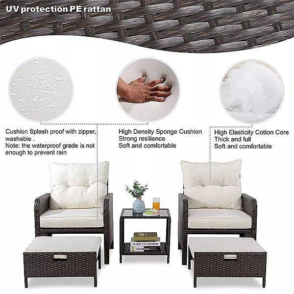 Wholesale 5 Pieces Rattan Lounge Chair Patio Furniture Set - 10C02L