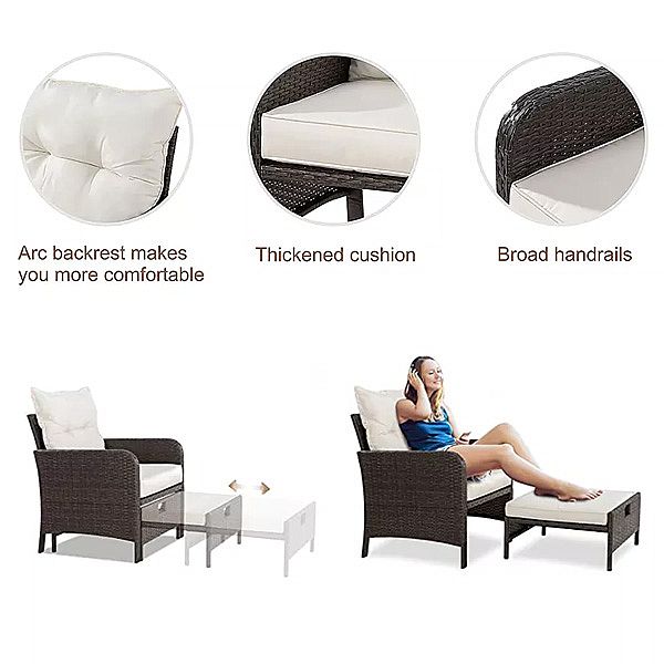 Wholesale 5 Pieces Rattan Lounge Chair Patio Furniture Set - 10C02L