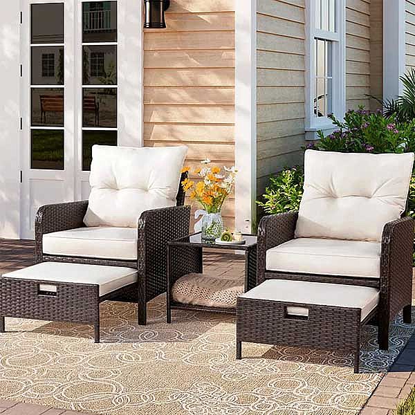 Wholesale 5 Pieces Rattan Lounge Chair Patio Furniture Set - 10C02L