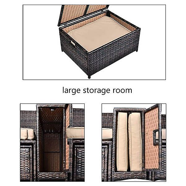 5 Piece Outdoor Patio Wicker Loveseat Set - 10C02M