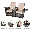 5 Piece Outdoor Patio Wicker Loveseat Set - 10C02M