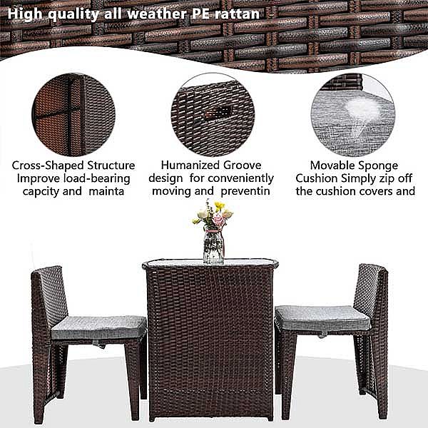 Hot Selling 3 Piece Wicker Outdoor Patio Furniture Set - 10C02O