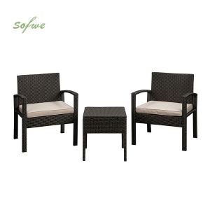 3 Piece Outdoor Wicker Furniture Table and Chair Set