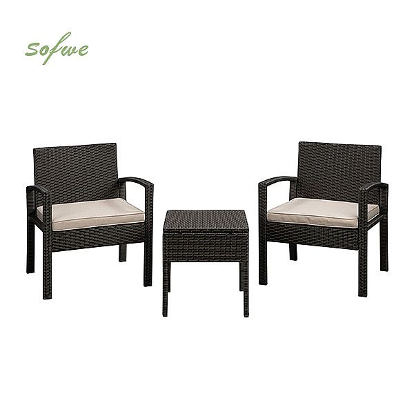 3 Piece Outdoor Wicker Furniture Table and Chair Set - 10C02P
