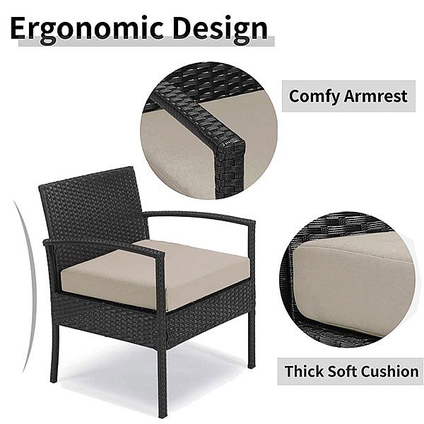 3 Piece Outdoor Wicker Furniture Table and Chair Set - 10C02P