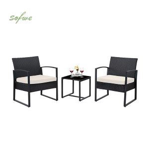 3 Pieces Outdoor Patio Wicker Furniture Set