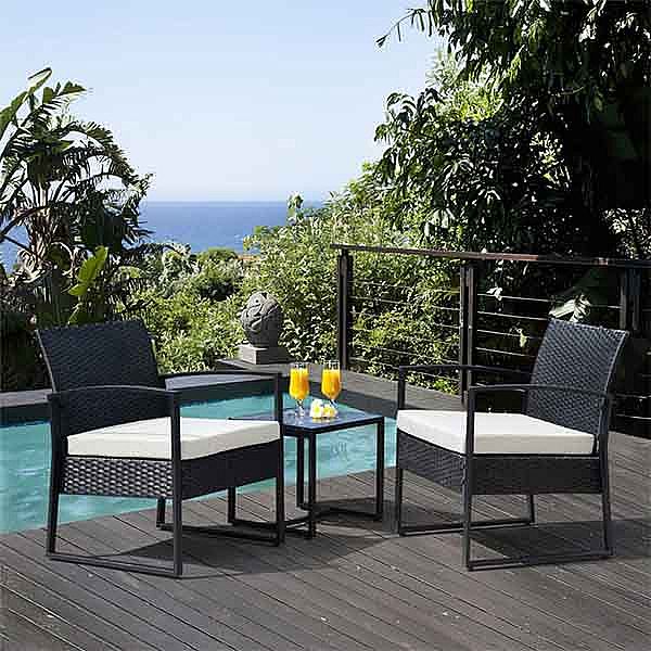 3 Pieces Outdoor Patio Wicker Furniture Set - 10C02Q