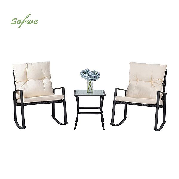 3 Piece Swing Wicker Patio Outdoor Furniture Set - 10C02R